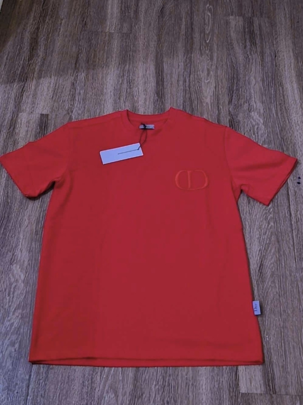 Dior Red Crewneck T-Shirt with Subtle Chest Emblem